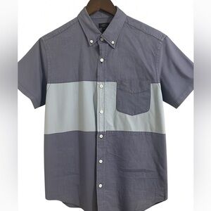 J. Crew Denim Colorblock Button Shirt- Short-Sleeve- size Medium- So cool!